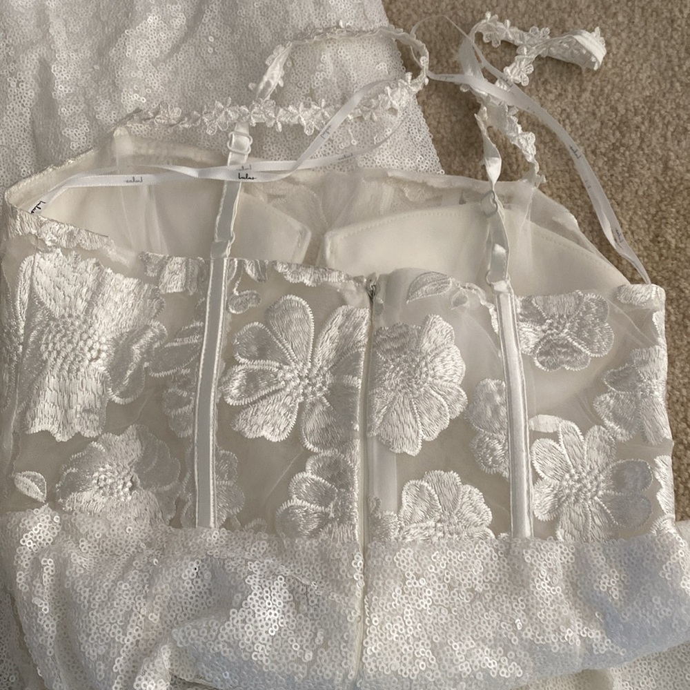 Lulus size XS BWT white sparkle jumpsuit - Picture 8 of 12